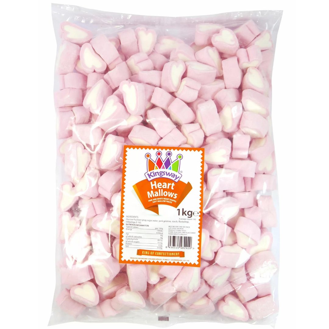 Kingsway Marshmallow Hearts (1kg)